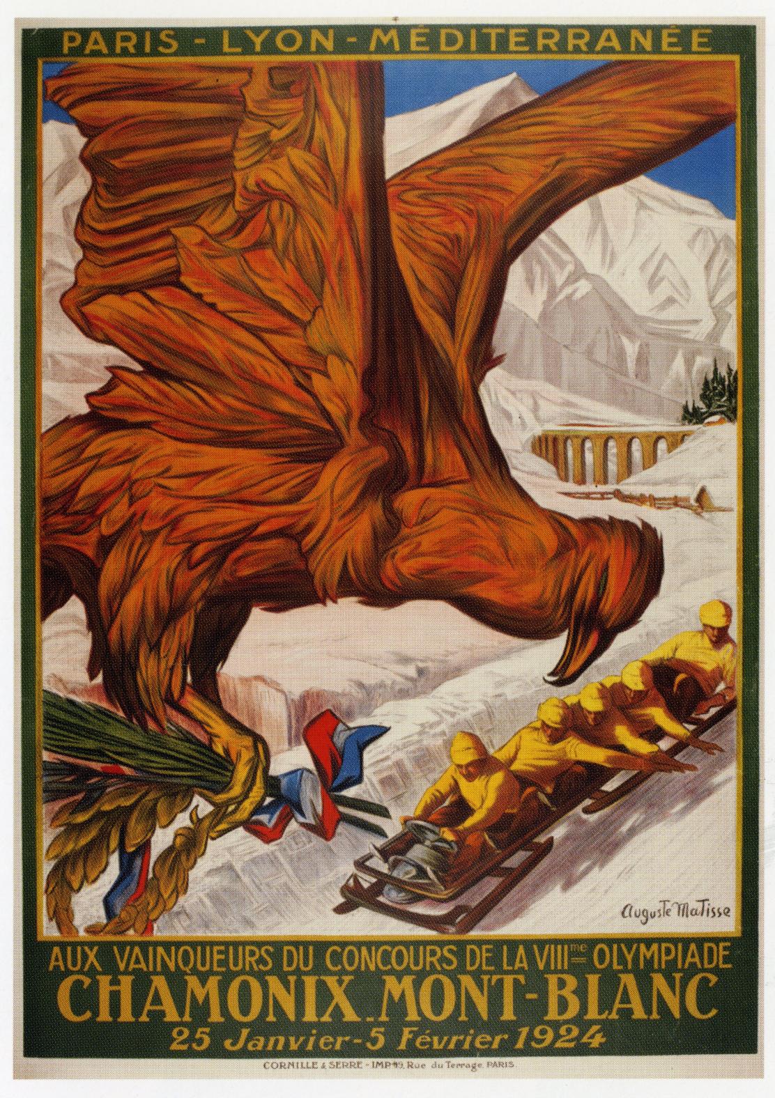 Cartel oficial de los Juegos Olímpicos de Invierno de Chamonix 1924
