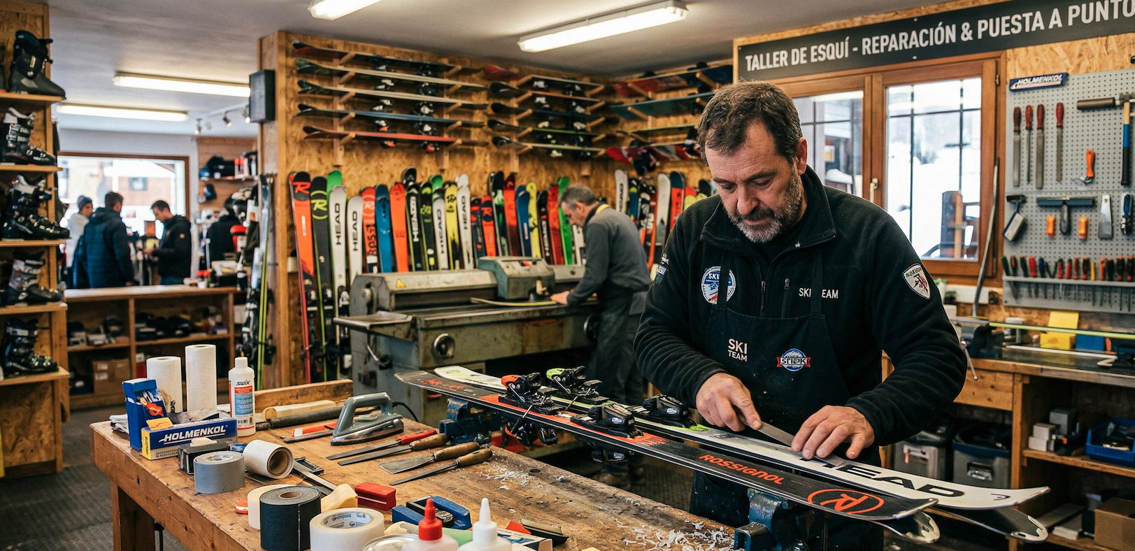 Skiwerkstatt mit Werkzeugen